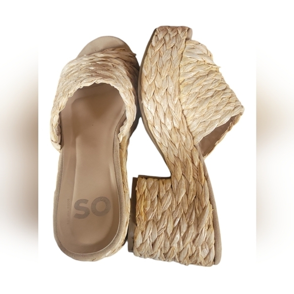 SO Women's Beena Raffia Platform Slip-on Mules Sz 8M - Picture 2 of 11
